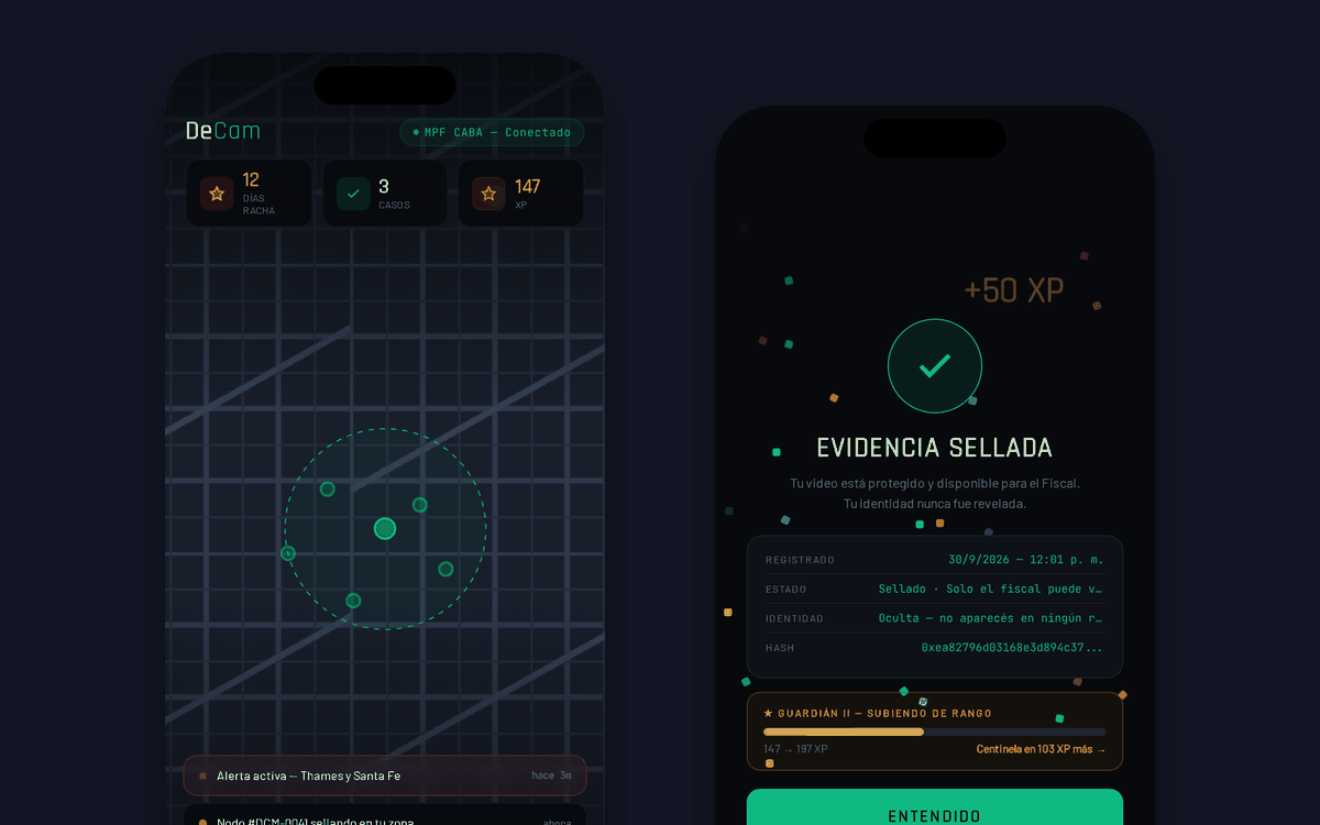 Pantalla de la demo de la app ciudadana: mapa del barrio con nodos activos y avisos de la red